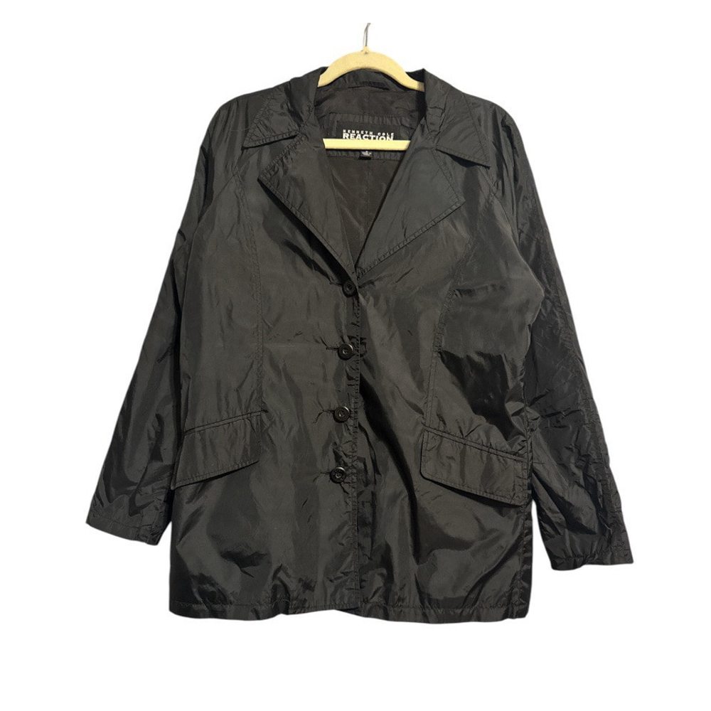 Kenneth Cole Reaction Black Lightweight Trench Coat Size Medium
